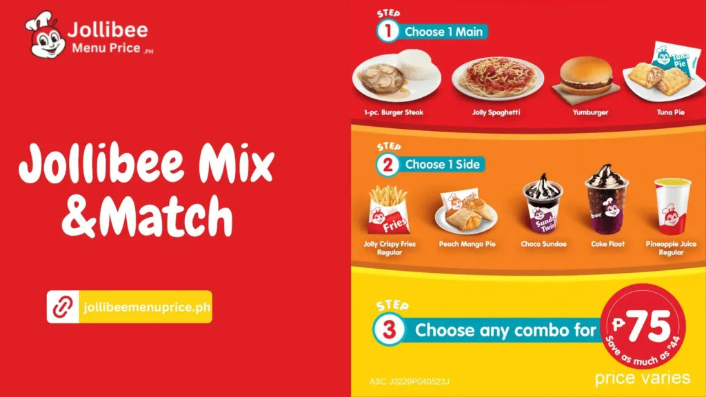 Jollibee mix and match menu