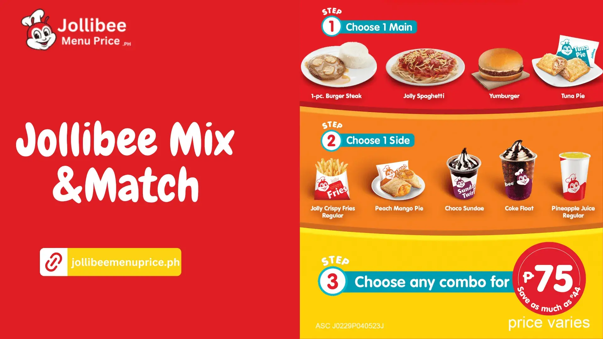 Jollibee mix & match menu