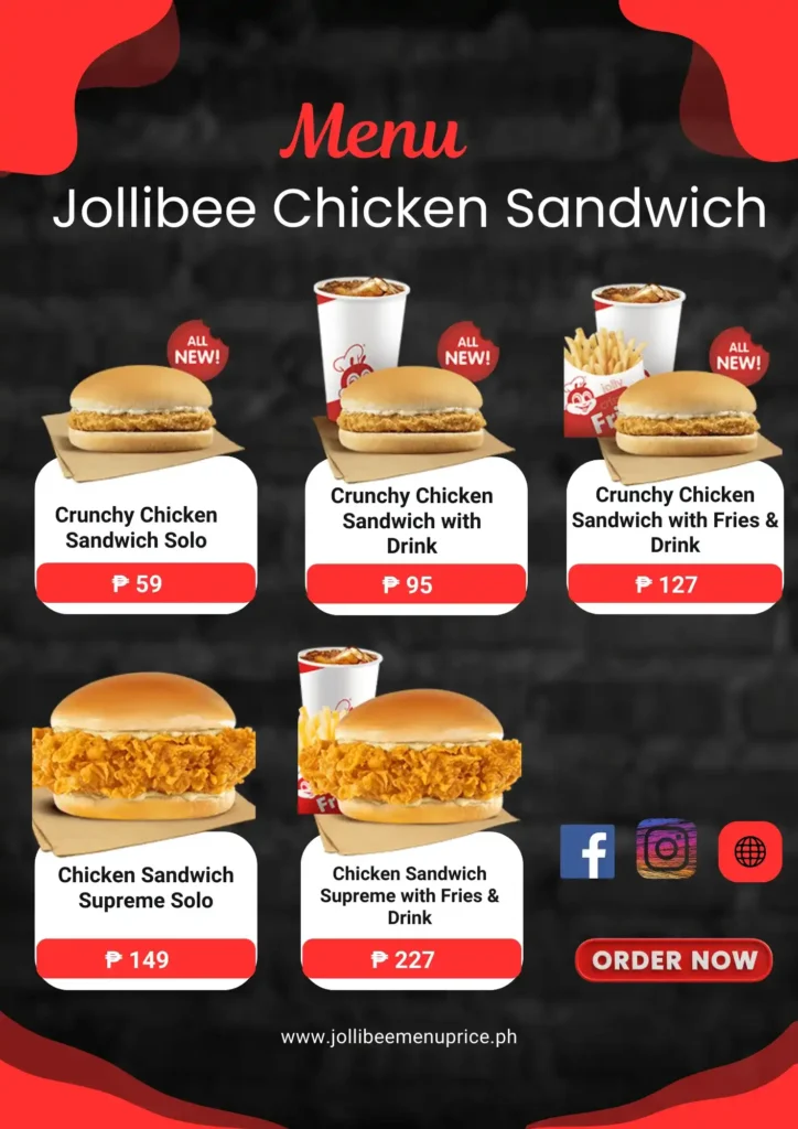 Jollibee chicken sandwich menu prices