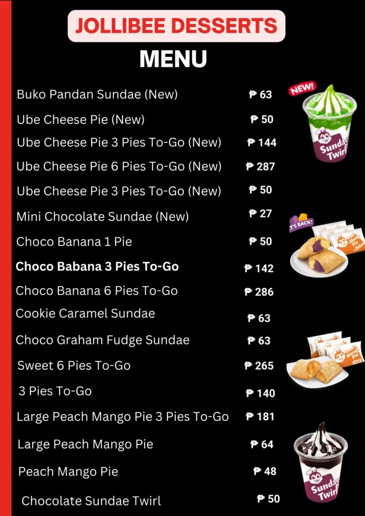 Jollibee Desserts Menu